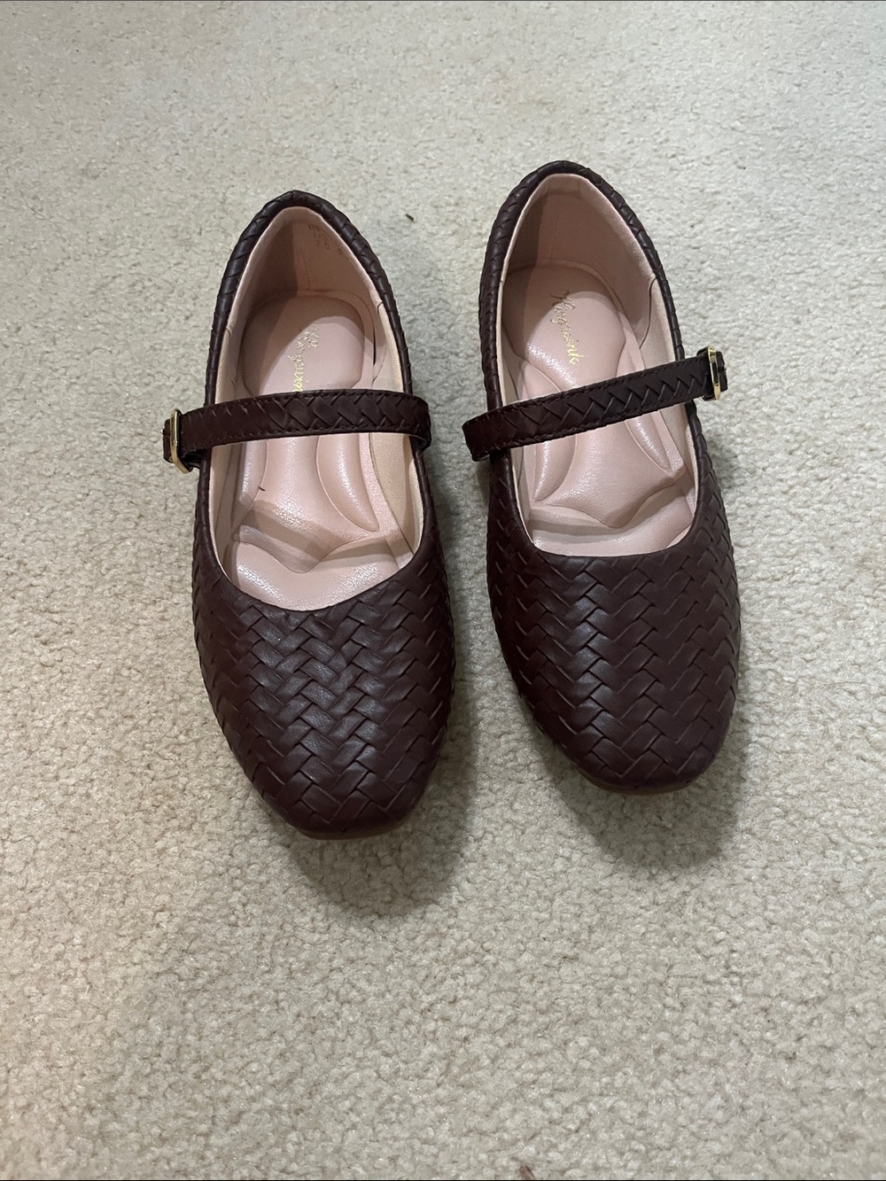 Brown woven Mary Janes size 7